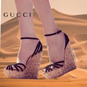 AUTHENTIC GUCCI RESORT COLLECTION STUDDED WEDGES